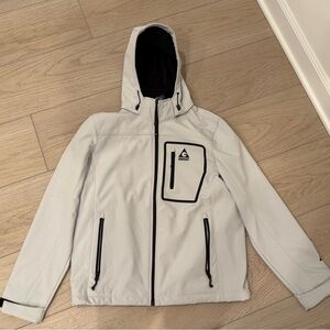 Gerry Weber Men's Light Gray Hooded Softshell Jacket with Black Trim NWOT Size L